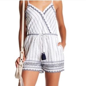 Romeo & Juliet Couture Embroidered Surplice Romper